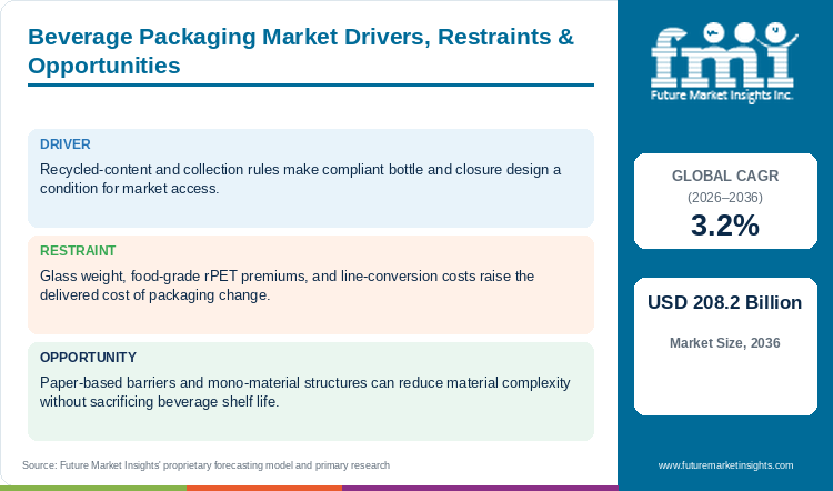Beverage Packaging Market Drivers, Restraints & Opportunities Beverage Packaging Market Drivers, Restraints & Opportunities
