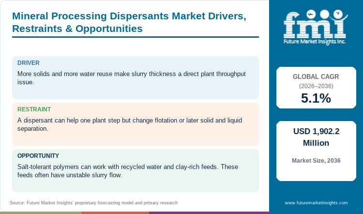 Mineral Processing Dispersants Market Drivers, Restraints & Opportunities