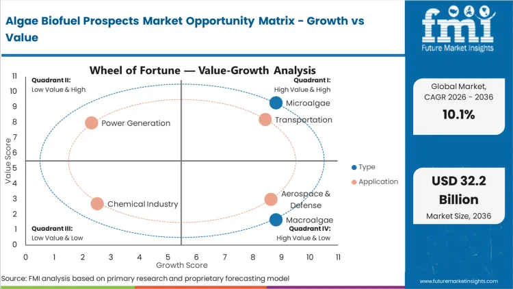 Algae Biofuel Prospects Market Opportunity Matrix Growth Vs Value