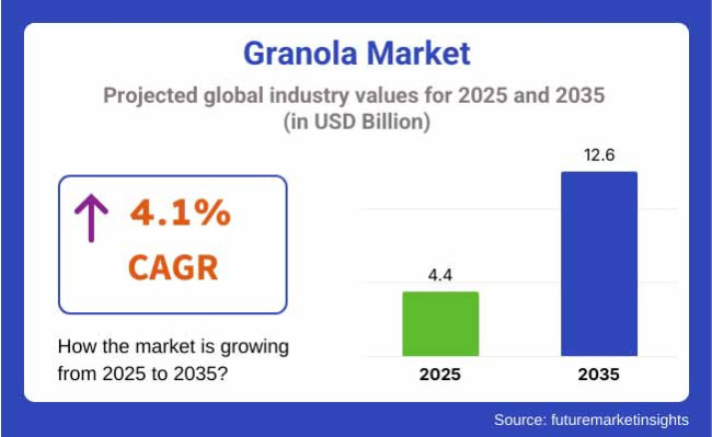 Granola Market Projected Global Industry Values For 2025 2035