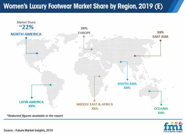 Womens Luxury Footwear Market Share By Region 2019 E Pr womens luxury footwear market share by region 2019 e pr